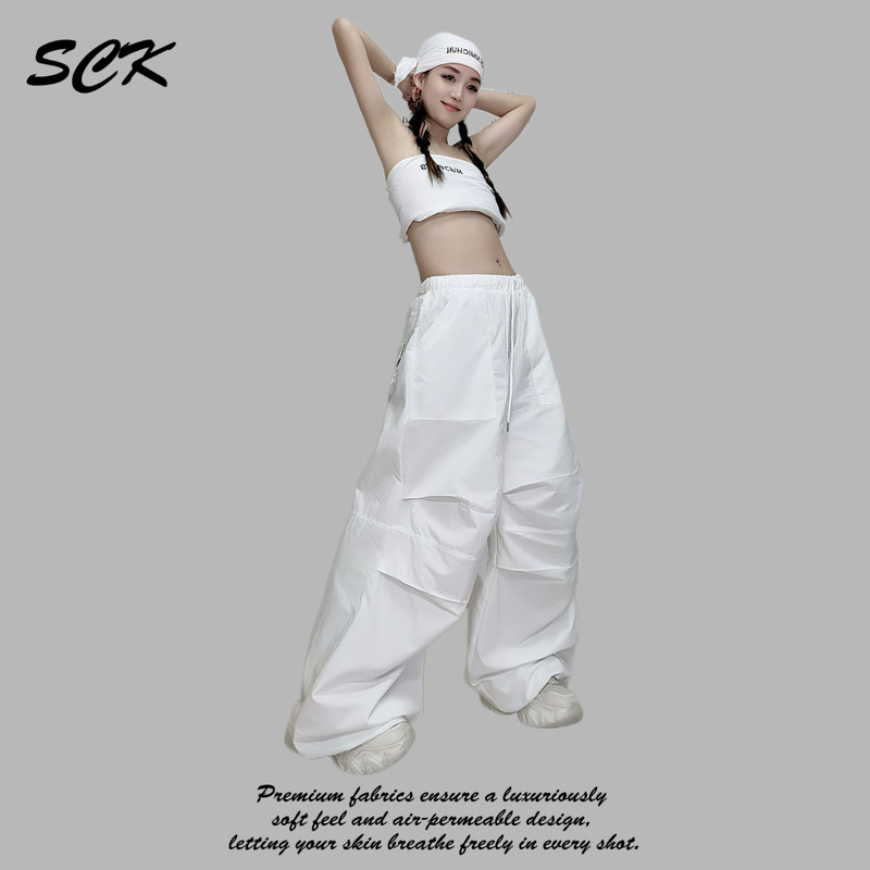 SCK工装裤纯色长裤宽松显瘦直筒休闲裤子2580款秋季复古工装风|undefined