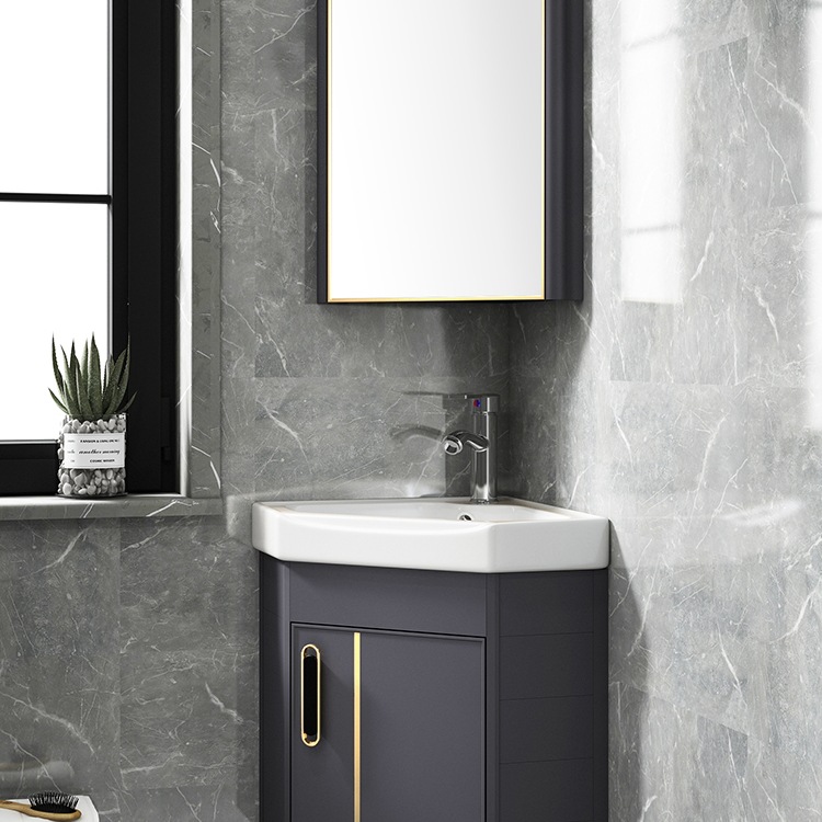 Corner Bathroom Cabinet Corner Ceramic Wash Basin Small Bathroom Wash Basin Cabinet Combination Triangle Wash Basin