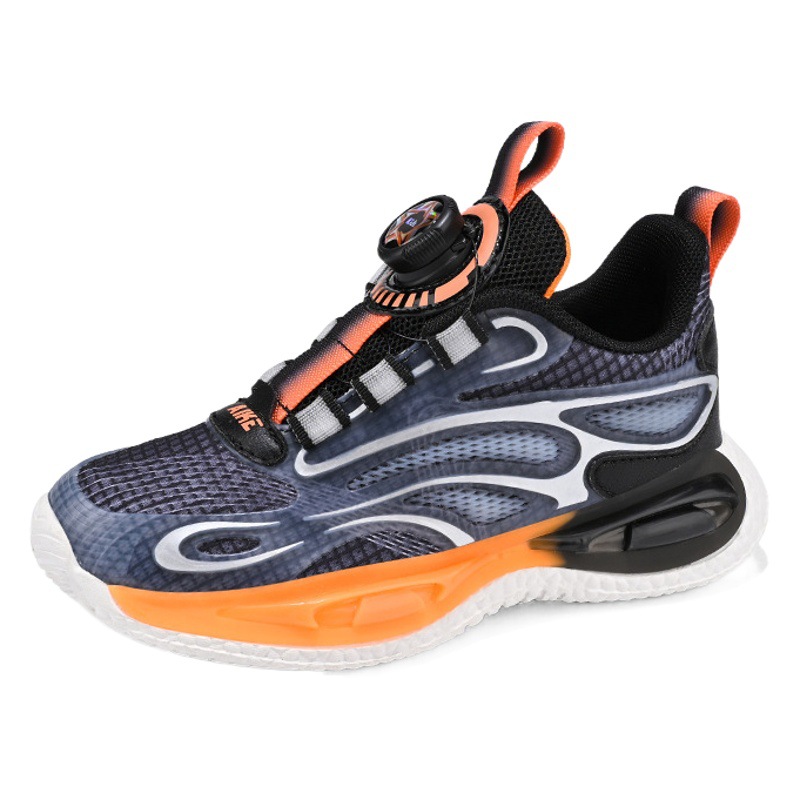 Zapatos de los muchachos 2023 niños del otoño malla transpirable zapatillas medias y grandes niños zapatos de baloncesto hebilla giratoria