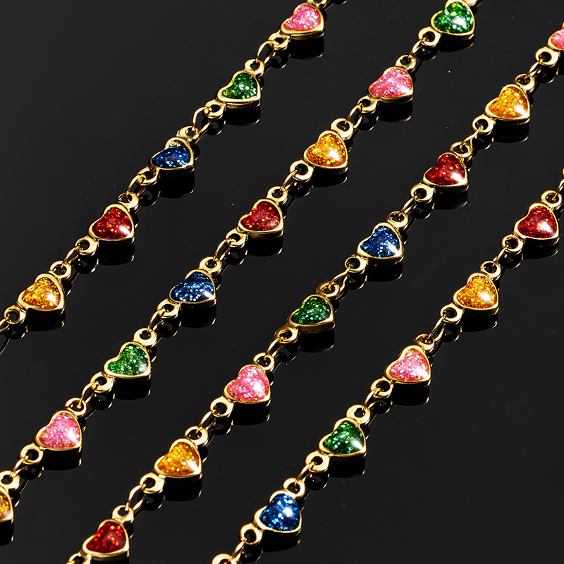 Chain Classification 1 Piece 304 Stainless Steel 18K Gold Plated 1M Chain Chain Retro Classic Style Heart Shape