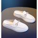 Baotou Half Slippers Women's 2025 New Summer Outfit Lazy Shoes Slip-on Loafers White Shoes