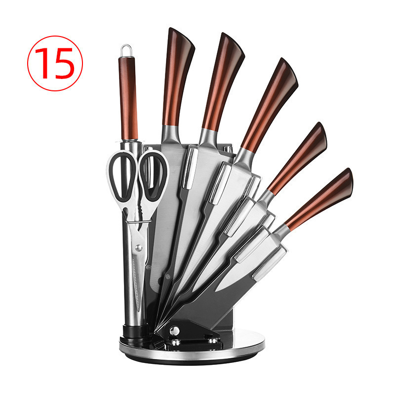 Comercio exterior de acero inoxidable mango hueco cuchillo de nueve piezas cuchillo vegetal cuchillo de cocina conjunto hogar cocina afilado combinación