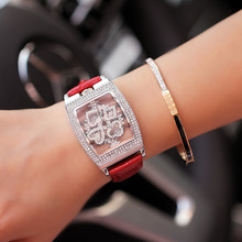 厂家直销时尚潮流复古时来运转女士手表防水花型镶钻腕表