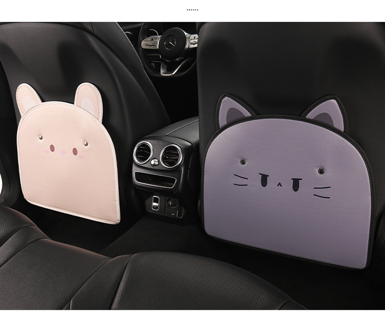 Car Anti-Kick Pad Cartoon Cute Stereo Ears Kidsren's Seat Back Anti-Scratch Pad Universal Decorative Rear Seat Back Anti-Kick