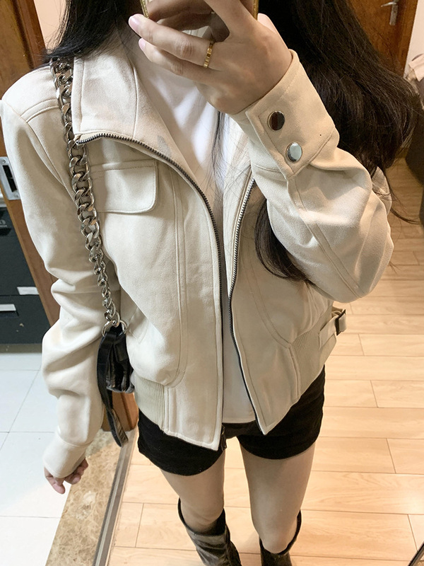 复古气质感立领短款外套女2025秋季新款慵懒百搭修身夹克上衣|undefined