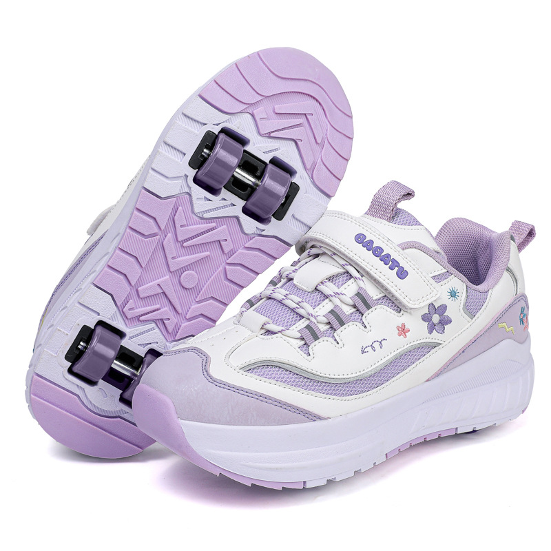 Boys 2025 Spring and Autumn New Children's Sports Four-wheel Removable Sliding Shoes Girls Blast Walking Roller Skates