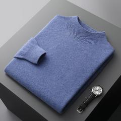 秋冬第一線既製服ハーフタートルネック 100 ウールセーターメンズ無地ニットセータールーズカジュアルビジネスボトリングシャツ