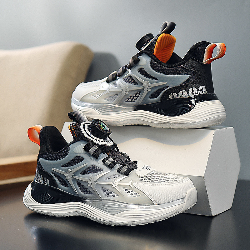 Zapatillas de baloncesto para jóvenes Calzado deportivo para niños grandes para hombres Calzado de verano de una sola red Calzado, transpirable y luminoso para estudiantes Zapatillas para correr para hombres