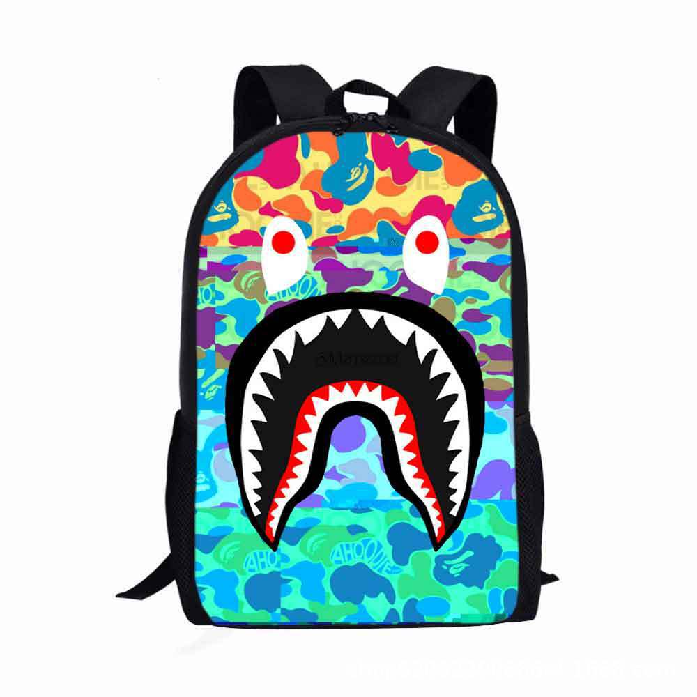 Estudiante de la escuela primaria mochila camuflaje tiburón logotipo imprimible de gran capacidad Mochila para niños mochila de dibujos animados transfronteriza entrega