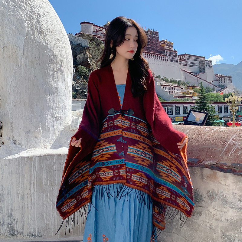 Ethnic Style Scarf Oversized Sunscreen Shawl Women's Summer Thin Outer Travel Silk Scarf All-match Seaside Desert Baotou