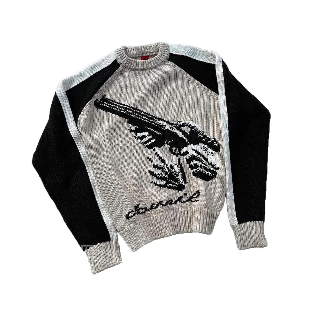 Europa y los Estados Unidos impresión de moda transfronteriza otoño y invierno pullover suéter retro americano calles holgazas camisetas de punto sueltas