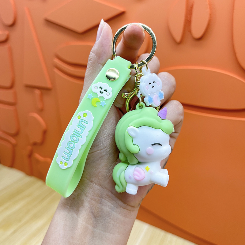 Unicornio encantador y exquisito llavero de coche muñeca joyería pequeña llave colgante bolsos creativos colgante llavero