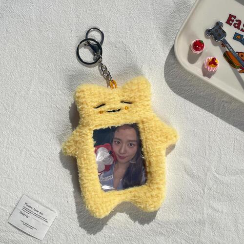 Korean ins cream kitten and rabbit plush card holder idol card display pendant cute cartoon card holder