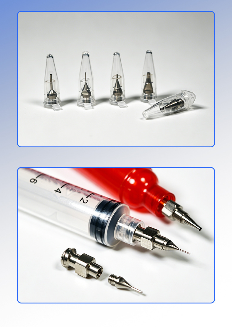 2mm 4mm 6mm Musashi Split-Type Stainless Steel Extended Precision Needle Tips, Multiple Specifications m Thread Metal Dispensing Needle Tips