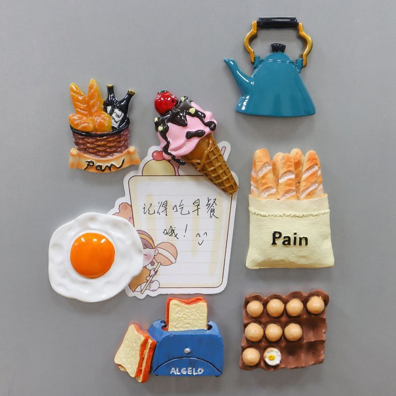 クリエイティブ3D冷蔵庫貼りシミュレーション食品かわいい磁力貼りメッセージ貼り磁気貼り立体樹脂磁石貼り|undefined