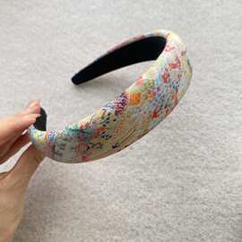 棉布海绵发箍碎花夏天印花彩色小众网红潮芭蕾少女甜美复古法式