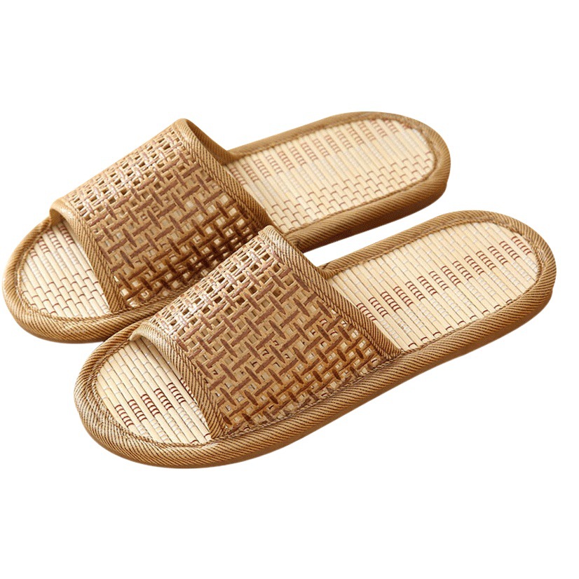 Bamboo Woven Rattan Grass Summer Women's Home Couple Straw Mat Slippers Indoor Thickened Soft Bottom Wood Floor Home Linen Slippers