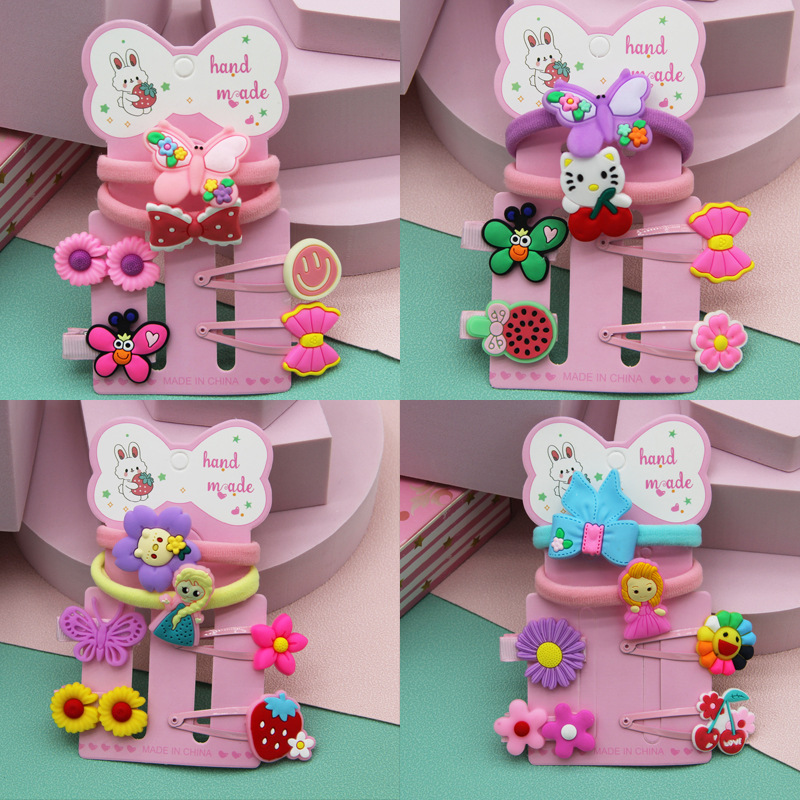 Cute Sweet Cartoon Character Heart Shape Flower Silica Gel Hair Clip Hair Tie display picture 1