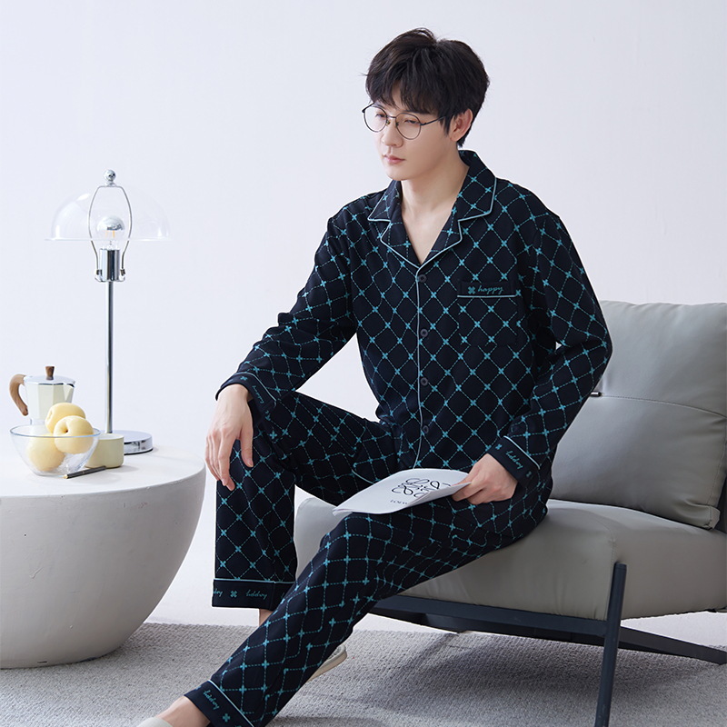 Pijamas de hombre primavera y otoño de algodón puro 2023 nuevos hombres de manga larga resistente ropa para el hogar Otoño e Invierno