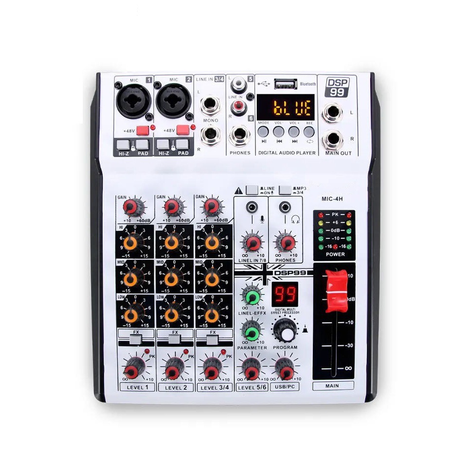 跨境专用调音台6路调台小型调音台充电宝供电家用舞台k歌99 DSP