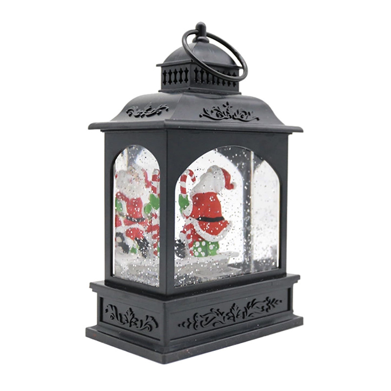 圣诞飘雪水球工艺礼品扁风灯LED发光圣诞内景烛台摆件圣诞节装饰