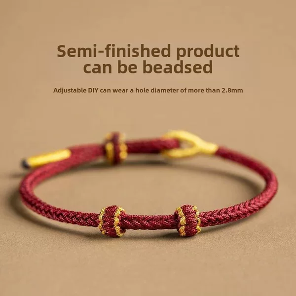 Semi-Finished Wearable Beads Gold Accessories DIY Couple Bracelets for Men and Women in Their Zodiac Year Pure Hand-Woven Red Rope Wholesale