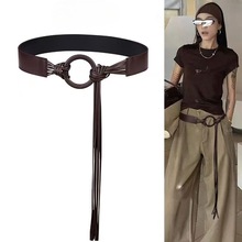 美式流苏编织皮带女秋冬新款显瘦百搭束腰带