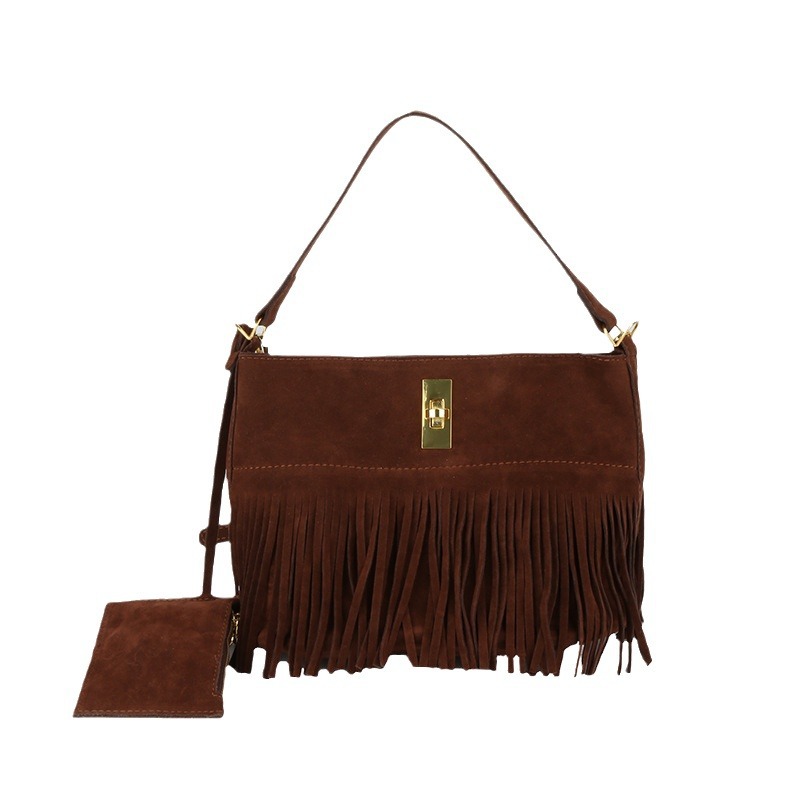 Versatile Frosted Bucket Bag For Women In 2023, Niche Design Tassel Bag, Casual High-capacity Portable Crossbody Bag_senzul.com