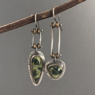 Two-color earrings, accessory, simple and elegant design