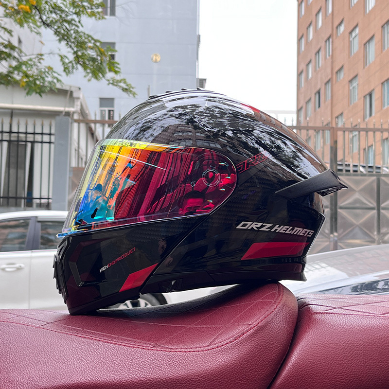 Orz casco de coche eléctrico masculino y femenino casco de verano doble espejo trasero medio completo personalidad cuatro estaciones pareja Bluetooth