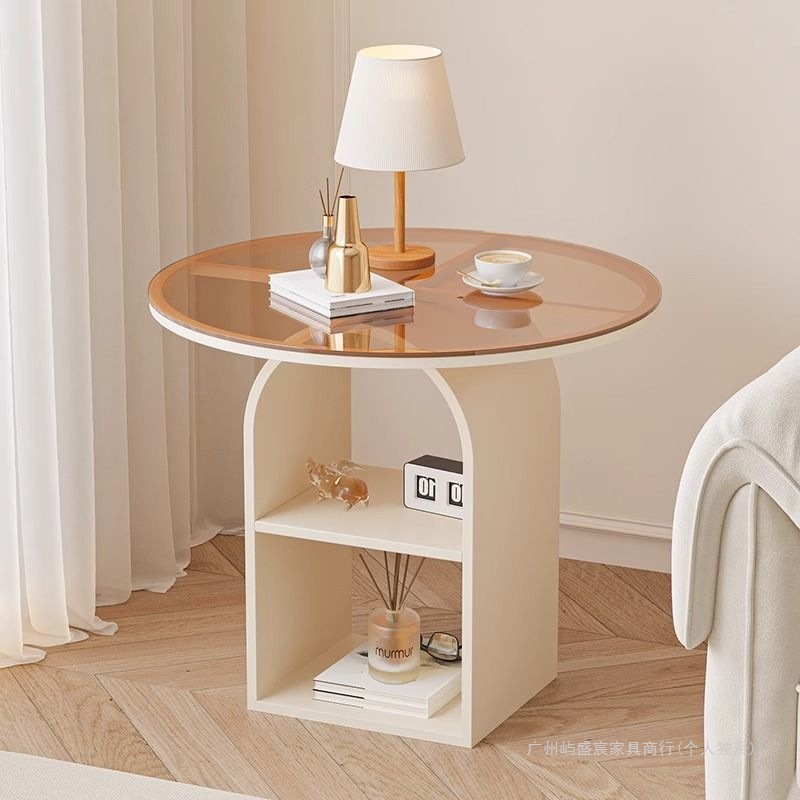 Designer Light Luxury Sofa Side Table Wrought Iron Bedside Table Living Room Sofa Side Cabinet Small Coffee Table Household Storage Rack Corner Table