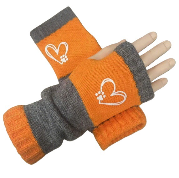 Knitted Fingerless Gloves For Women Warm Embroidered Patchwork_voghion.com