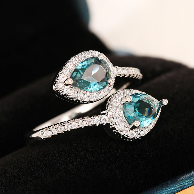 Classic Droplet Ring Adjustable Opening Luxury Jewelry For Party_voghion.com