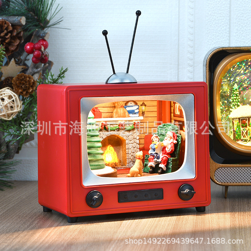 Decoraciones navideñas transfronterizas interiores de resina TV accesorios decoración de escritorio nostálgica decoración de ventanas de televisión image 3