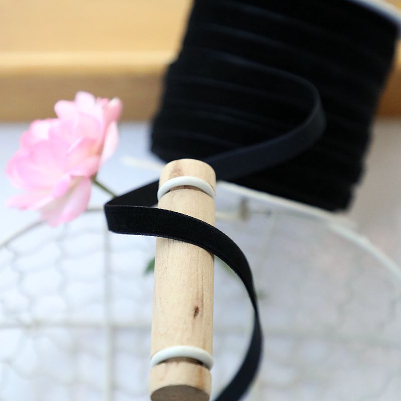 1cm de ancho terciopelo flocado correa de tejido correa de arco correa de ropa hecha a mano sombrero accesorios accesorios materiales DIY