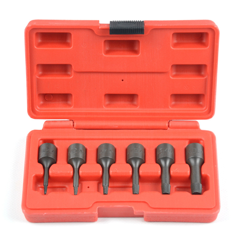 6件套螺旋式凸轴防脱套筒内六角用反牙套筒汽修工具组套迅驰工具