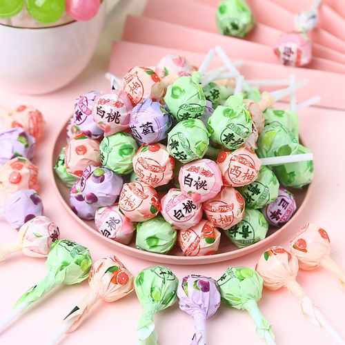 Supermarket-style fruit-flavored lollipop with multiple flavors, retro small snack New Year candy, wedding happy candy, bulk.