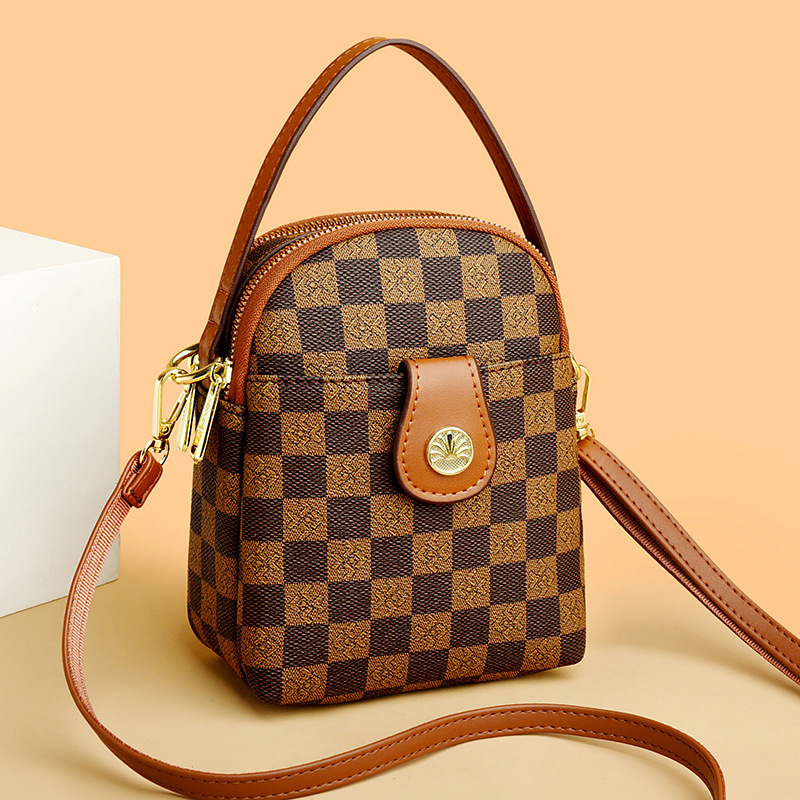 Big Sale Middle-Aged Women's Mommy Bag Checkerboard Bag Autum Style Women's Versatile Mobile Phone Bag Lightweight Shoulder Crossbody Bag