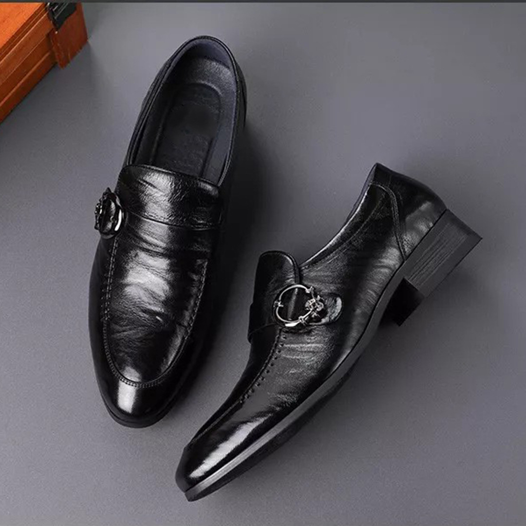 Zapatos de cuero para hombres puntiagudos transfronterizos, ropa formal para hombres, zapatos para hombres de negocios, zapatos casuales británicos puntiagudos, zapatos de trabajo