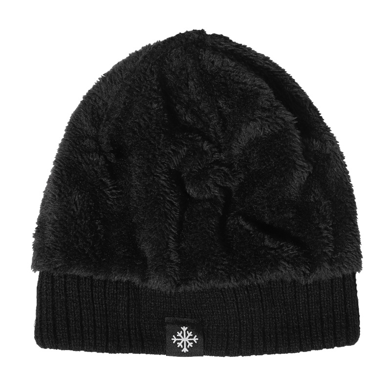 Chapeaux unisexes pour hommes et femmes, chapeau simple en tissu avec étiquette en flocon de neige, chapeau tricoté pour sports de plein air, chapeau chaud décontracté pour femmes_voghion.com