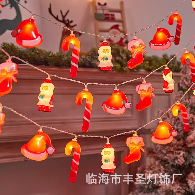 Cadena de luz LED transfronteriza de Navidad diseño de escena Santa Claus caja de la batería Cadena de luz árbol de Navidad luz decorativa