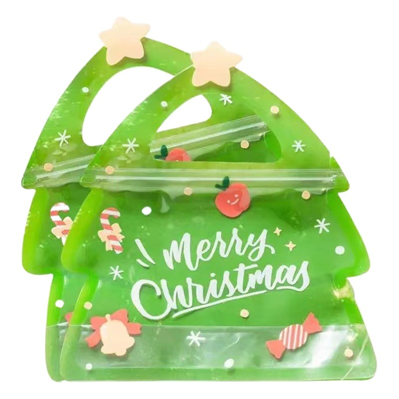 【10 piezas/paquete】Envío directo, bolsa de Navidad con diseño de corona, bolsa de dulces para Nochebuena, bolsa de manzanas, bolsa de mano, bolsa de regalo image 1