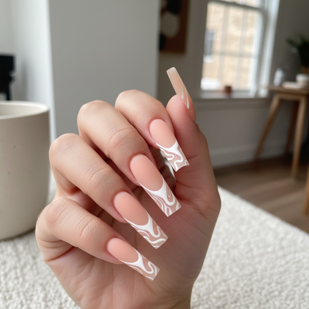 Uñas postizas mate trapezoidales estilo francés, 24 piezas, para comercio exterior, uñas postizas para uso diario, arte de uñas removible, lote mixto en stock.
