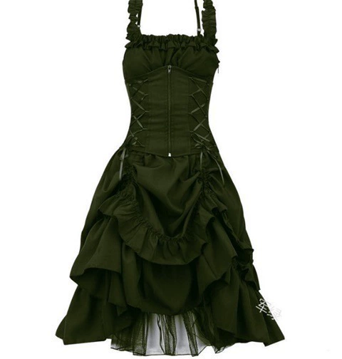 Платье вечернее в стиле ретро с бретельками, косплей Lolita Gothic, европейский стиль, плюс-сайз S–5XL, многослойная оборочная юбка