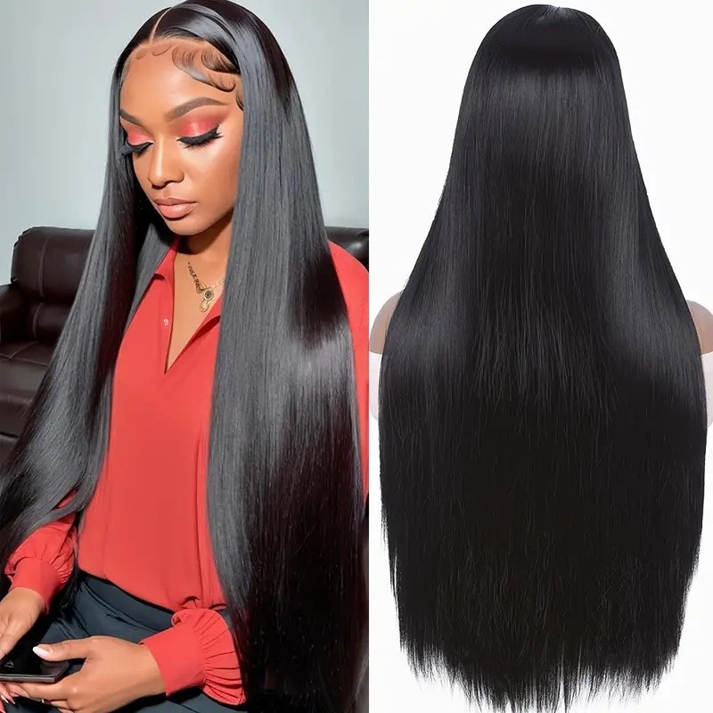 Antes de la peluca de encaje, estilo caliente de Amazon, cabello liso de longitud media para mujer, cabello esponjoso, natural y de moda completo, cabello al por mayor