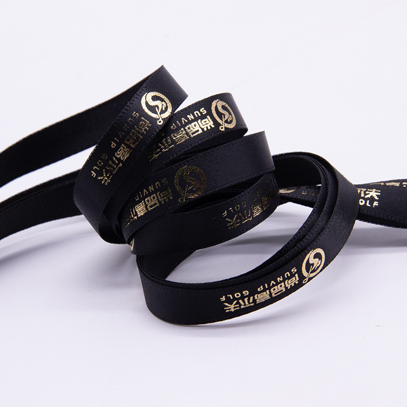 Tianyi Mei cinta personalizada impresión de cinta de 1 cm logotipo personalizado 3 puntos impresión de oro de aluminio negro personalizado
