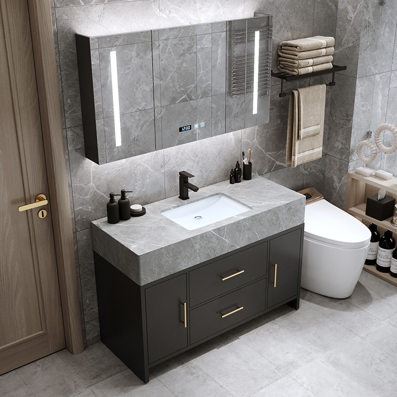 厂家批发岩板浴室柜组合落地式台盆柜智能除雾卫生间洗手池卫浴柜|ru