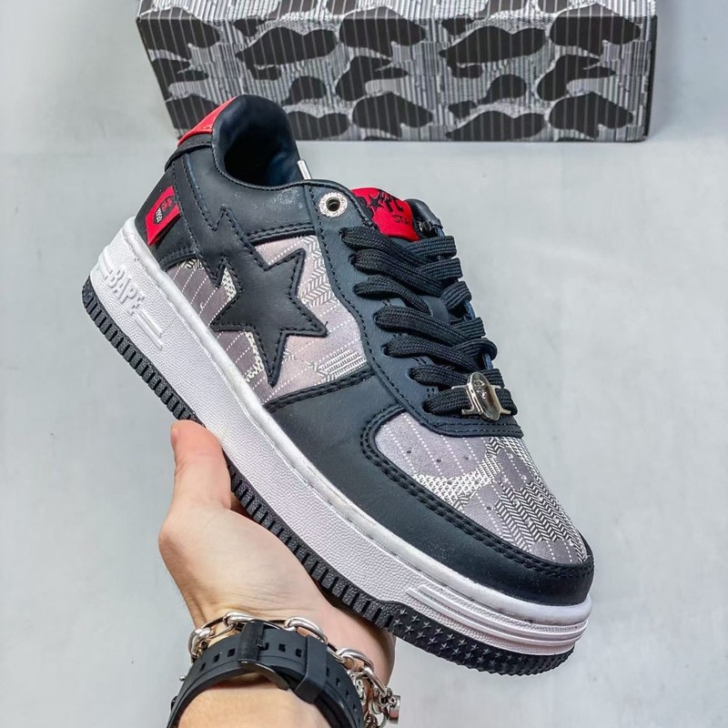 莆田工場直販 BAPESTA SK8 DUNK ストリートトレンド 黒と白のサメ カップル バイブ カジュアル シューズ|undefined