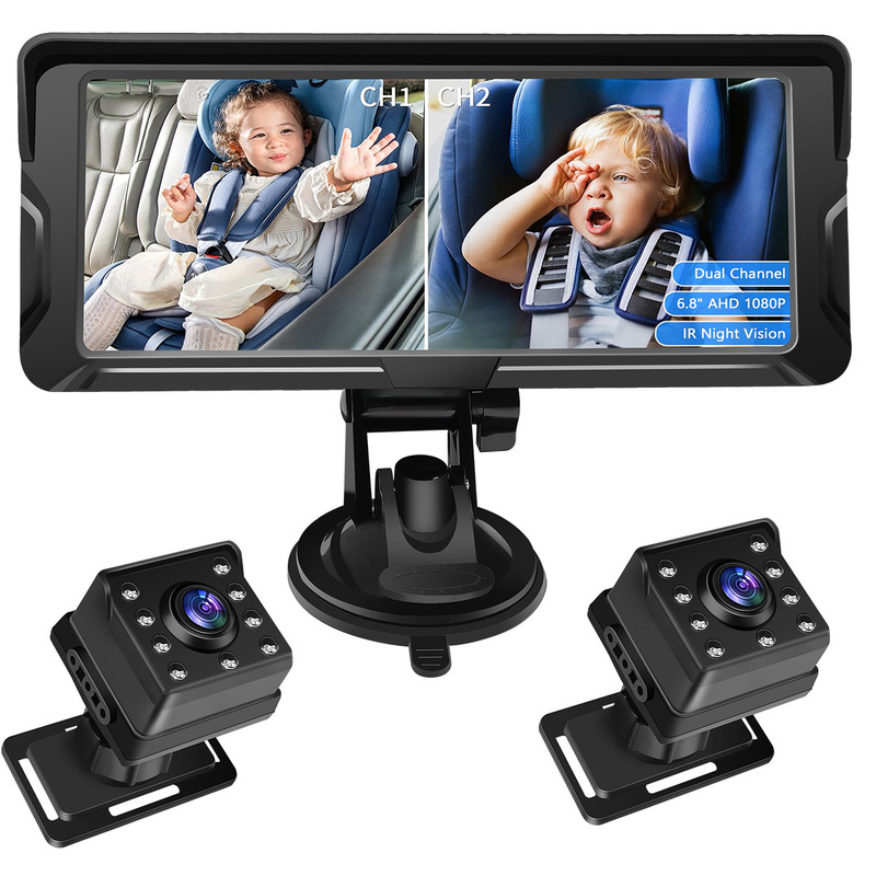 Amazon new private model 6.8 inch car baby monitor full color HD infrared night vision dual camera Amazon new private model 6.8 inch car baby monitor full color HD infrared night vision dual camera