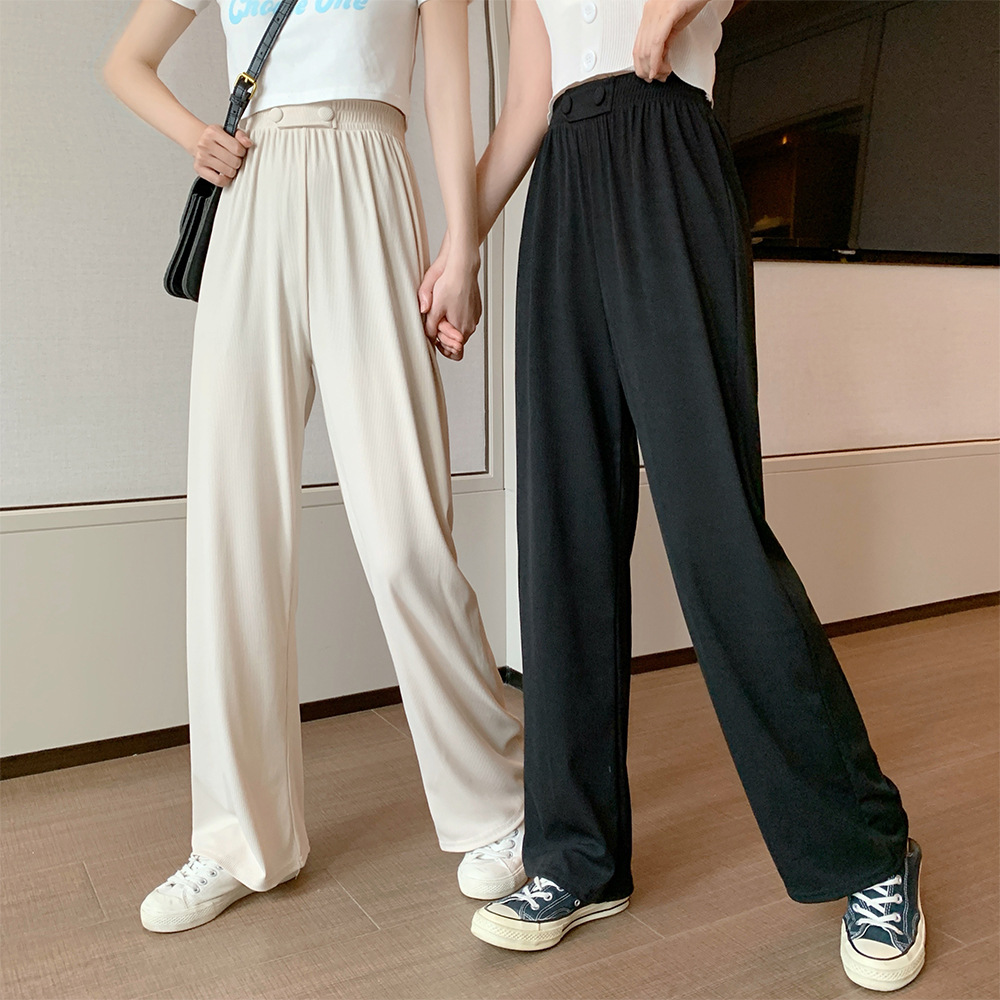 2021 Spring models new pattern Women's wear Large Women's wear Fat sister Early spring Easy trousers leisure time Wide leg pants